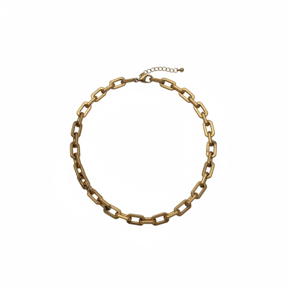 Gold‑Tone Rectangular Link Chain Necklace